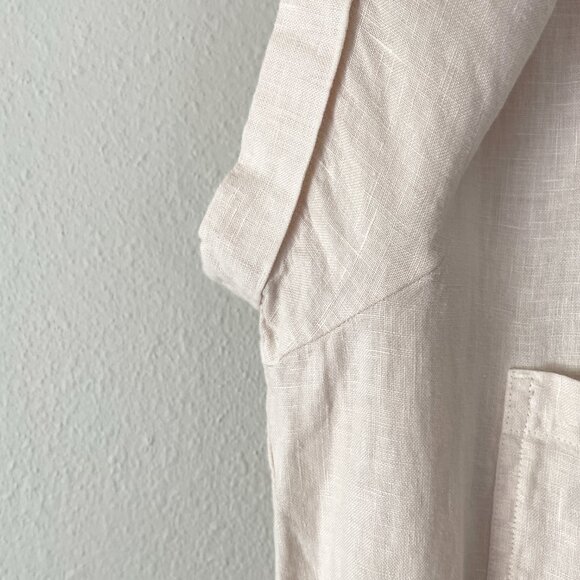 Cloth & Stone for Anthropologie Safari Linen Romper Women's L Button Up Beige - Picture 11 of 15